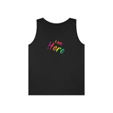 I AM Here - Unisex Heavy Cotton Tank Top Front Print