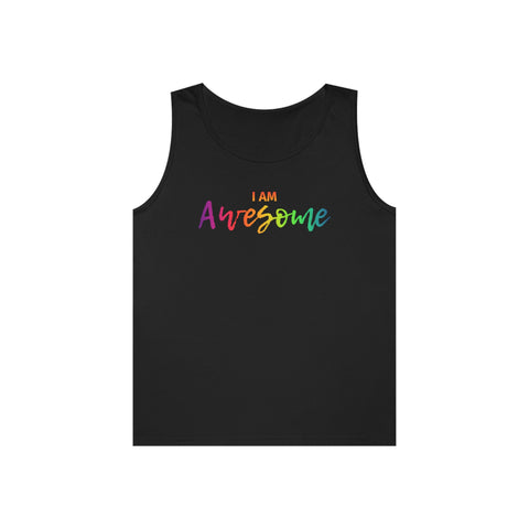 I AM Awesome - Unisex Heavy Cotton Tank Top Front Print