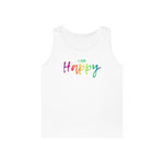 I AM Happy - Unisex Heavy Cotton Tank Top Front Print