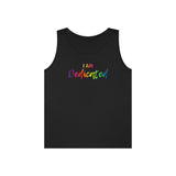 I AM Dedicated - Unisex Heavy Cotton Tank Top Front Print