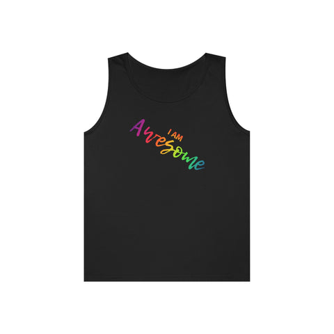 I AM Awesome - Unisex Heavy Cotton Tank Top Front Print