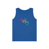 I AM Happy - Unisex Heavy Cotton Tank Top Front Print