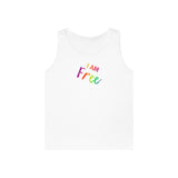 I AM Free - Unisex Heavy Cotton Tank Top Front Print