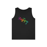 I AM Happy - Unisex Heavy Cotton Tank Top Front Print