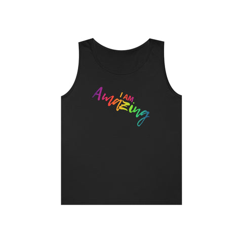 I AM Amazing - Unisex Heavy Cotton Tank Top Front Print