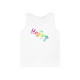 I AM Happy - Unisex Heavy Cotton Tank Top Front Print