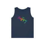 I AM Happy - Unisex Heavy Cotton Tank Top Front Print