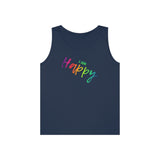 I AM Happy - Unisex Heavy Cotton Tank Top Front Print